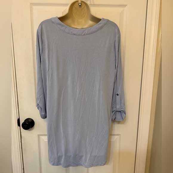 Lush Gray V-Neck Long Sleeve Blouse XL Relaxed Lightweight Top - Picture 3 of 8
